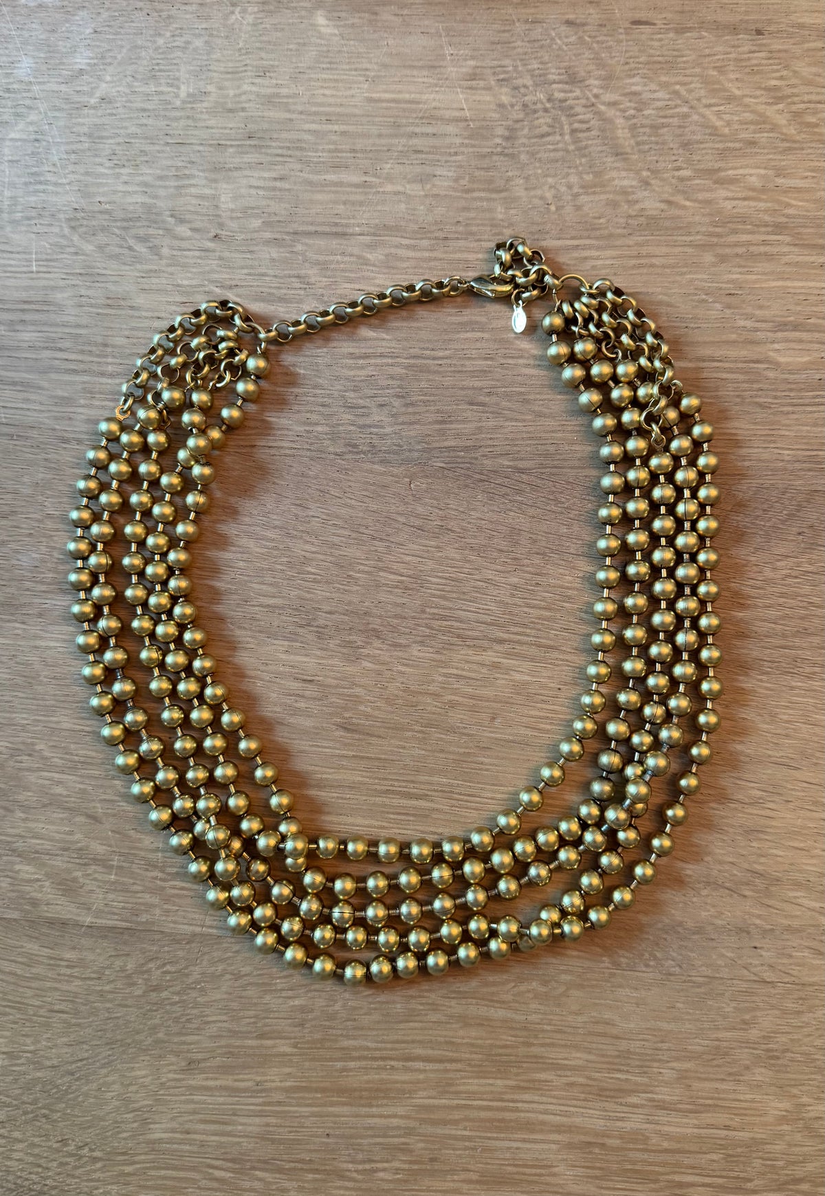 NO BRAND Multi Strand Matte Gold Tone Bead Statement Necklace