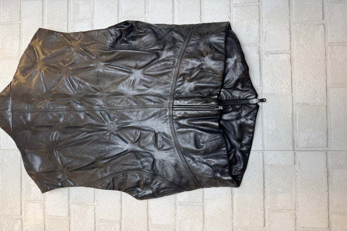 DONNA KARAN Sleeveless Leather Jacket / S