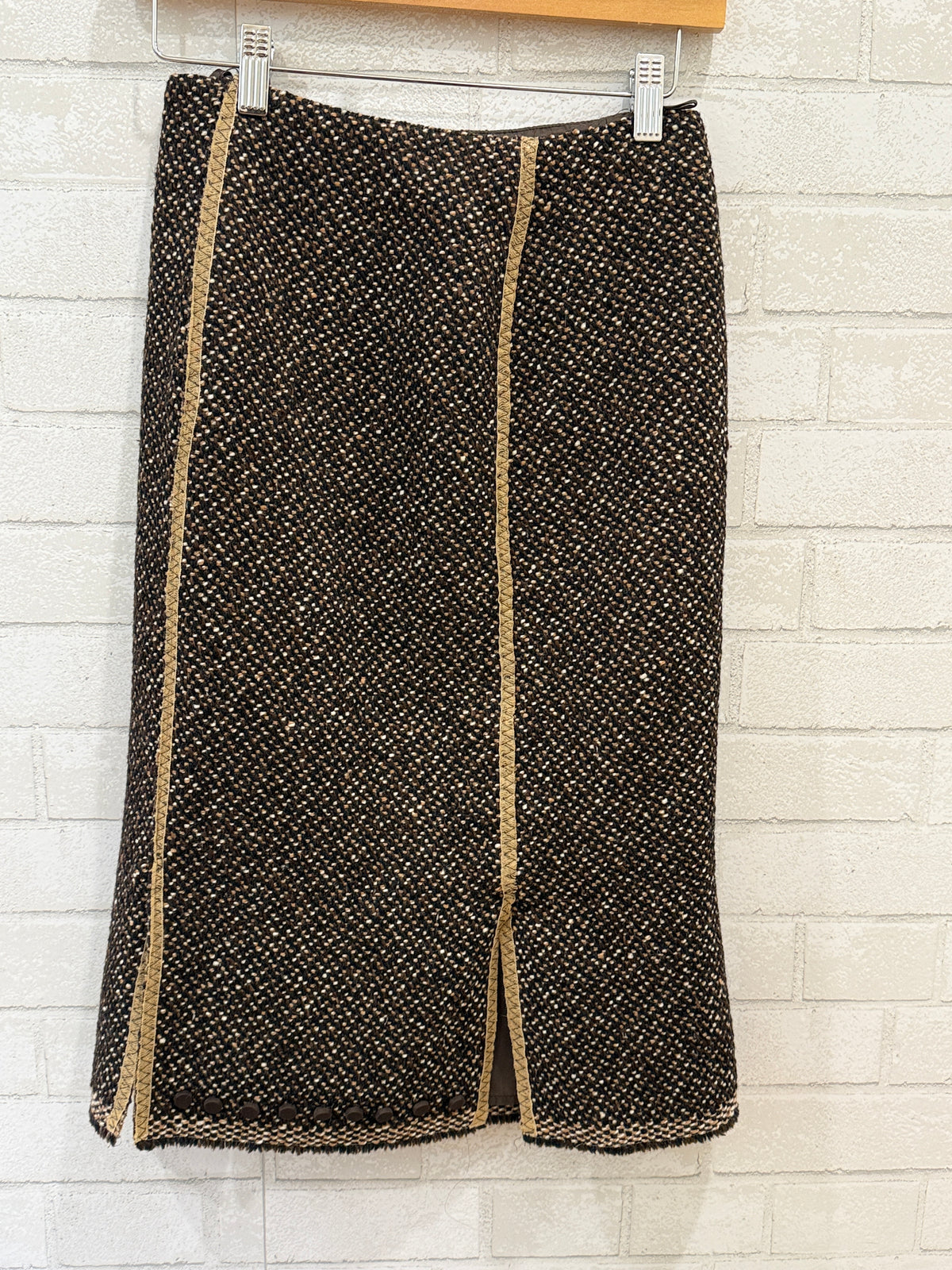 PRADA Wool Tweed Midi Pencil Skirt/S