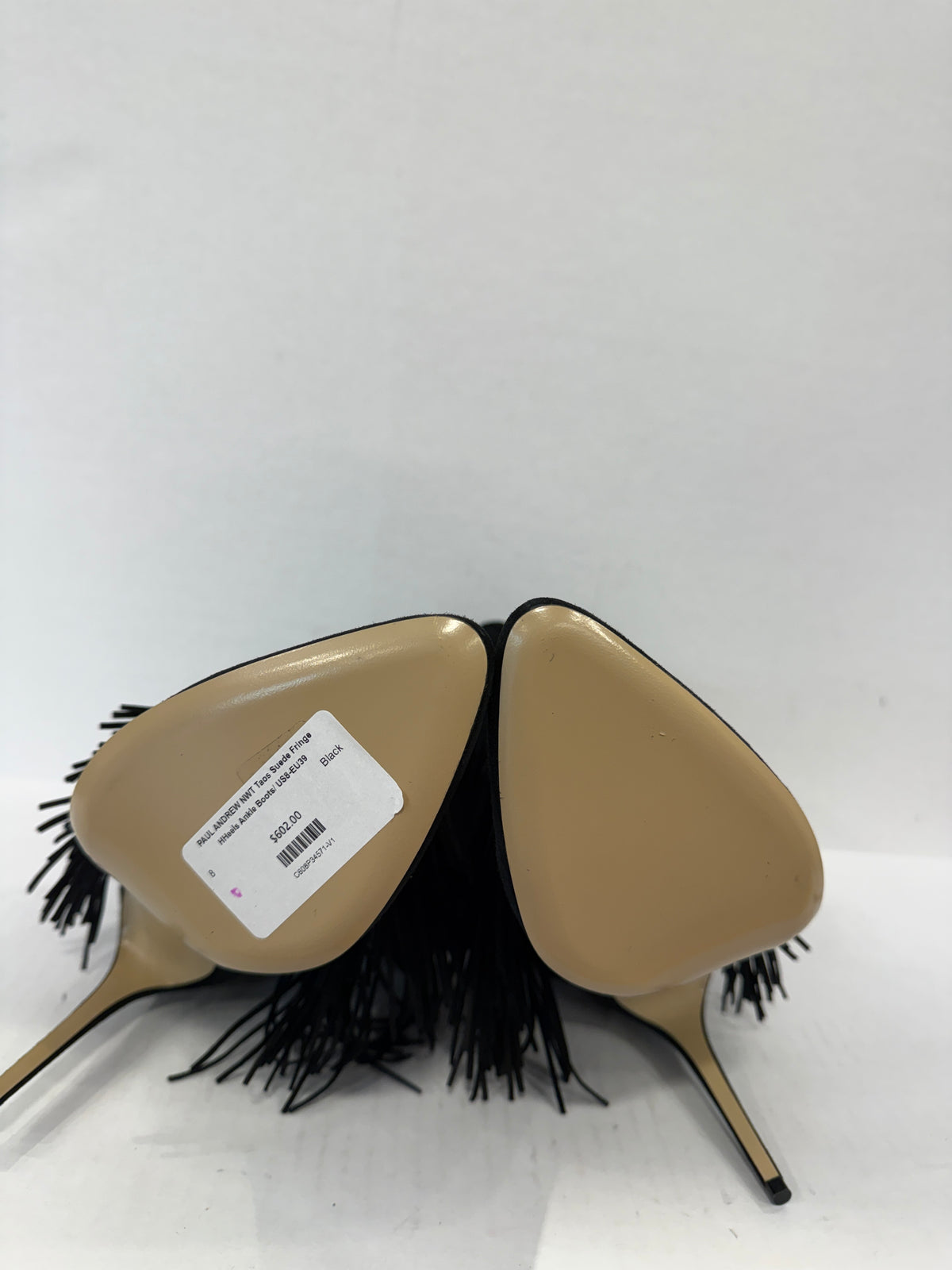PAUL ANDREW NWT Taos Suede Fringe HHeels Ankle Boots/ US8-EU39