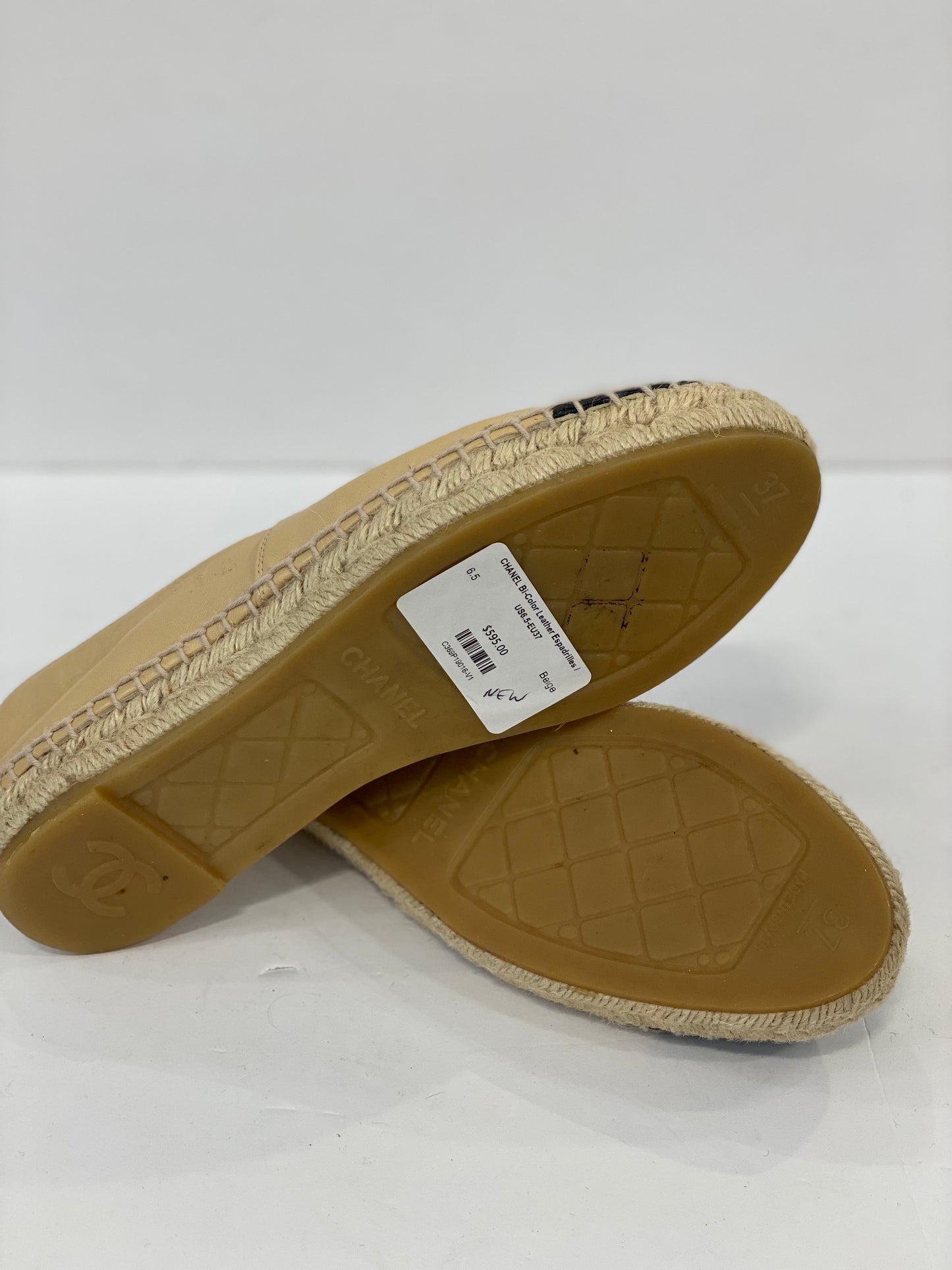 CHANEL Bi-Color Leather Espadrilles / US6.5-EU37