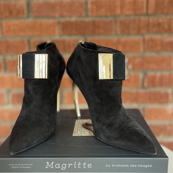 WALTER STEIGER Suede boots with gold bow / US9-EU40