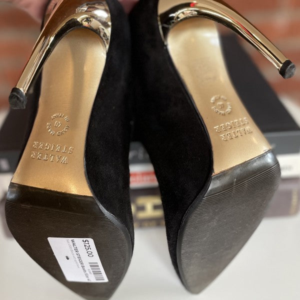 WALTER STEIGER Suede boots with gold bow / US9-EU40