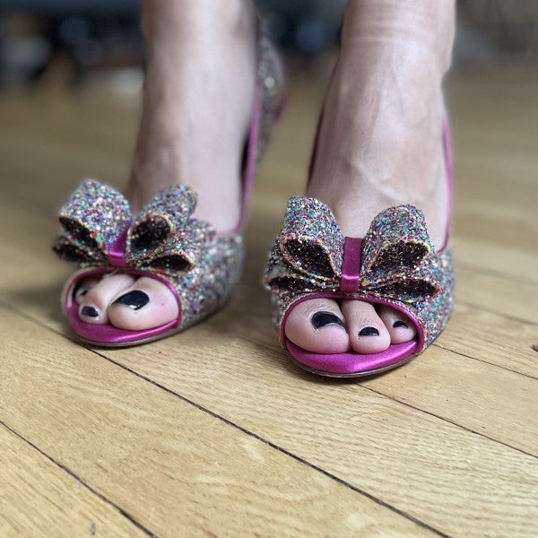 KATE SPADE Sparkly Peep Toe Sandals / US7.5-EU 38