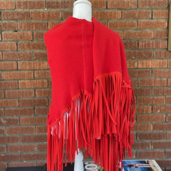 KAROBI Cashmere fringe poncho
