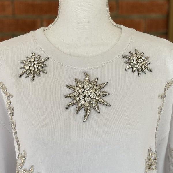 FRANCESCO SCOGNAMIGLIO Sweater with Strass Flowers Stars / M