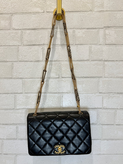 CHANEL On and On Flap Bag with gold chain strap