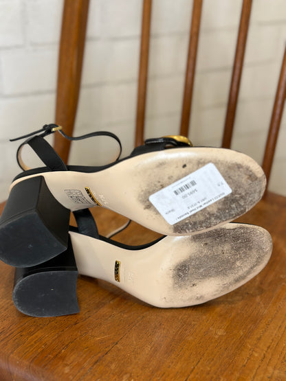 GUCCI Leather Mid Heel Sandals / US7.5- EU38