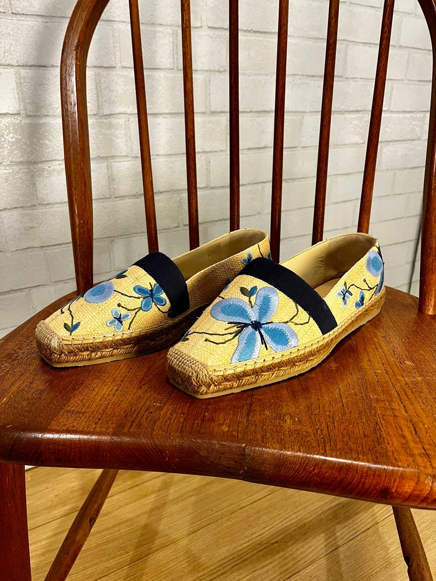 JIMMY CHOO New Flat Espadrilles with embroideries / US10.5-EU40.5