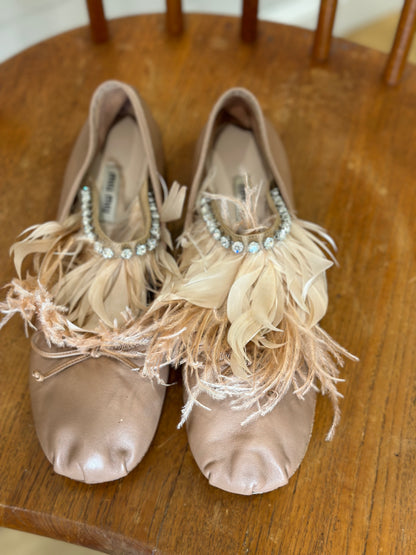 MIU MIU Feather Ballerinas / US8-EU38.5