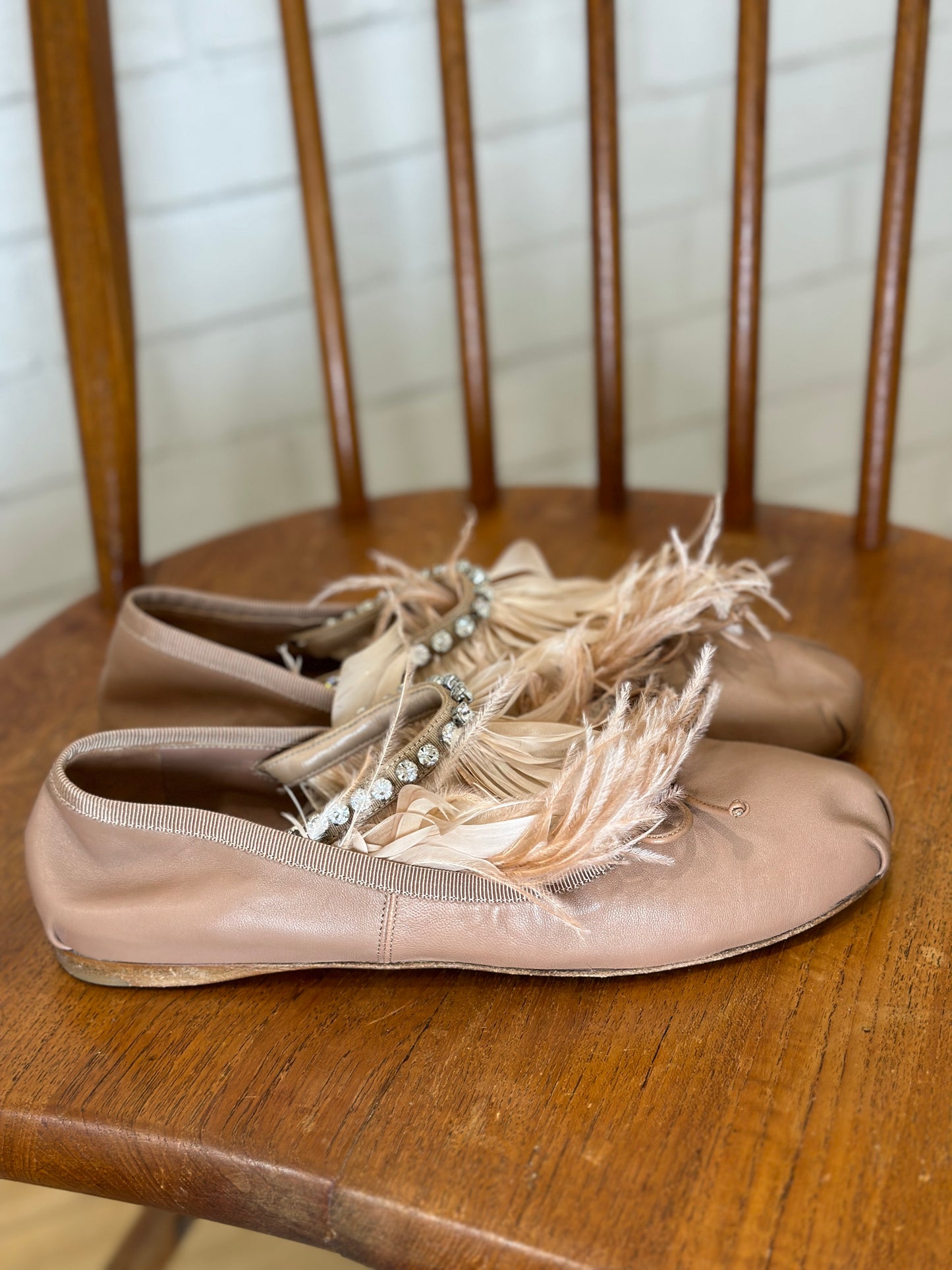 MIU MIU Feather Ballerinas / US8-EU38.5