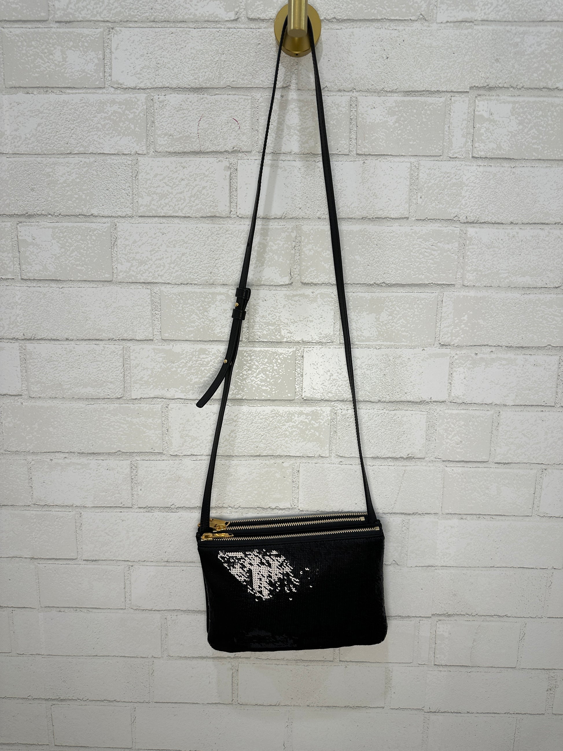 Celine Black Sequins Trio Crossbody Bag