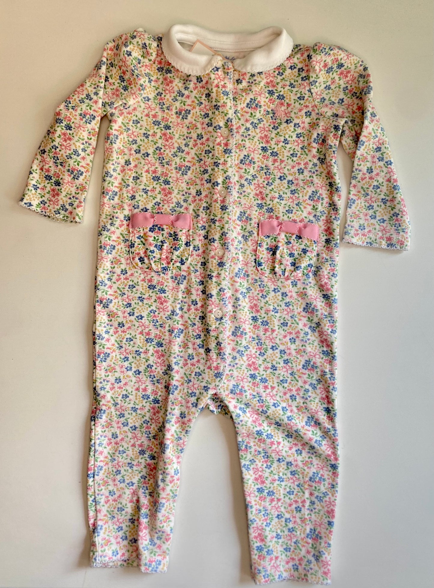 RALPH LAUREN Cotton Pyjama buttoned footless / 9M