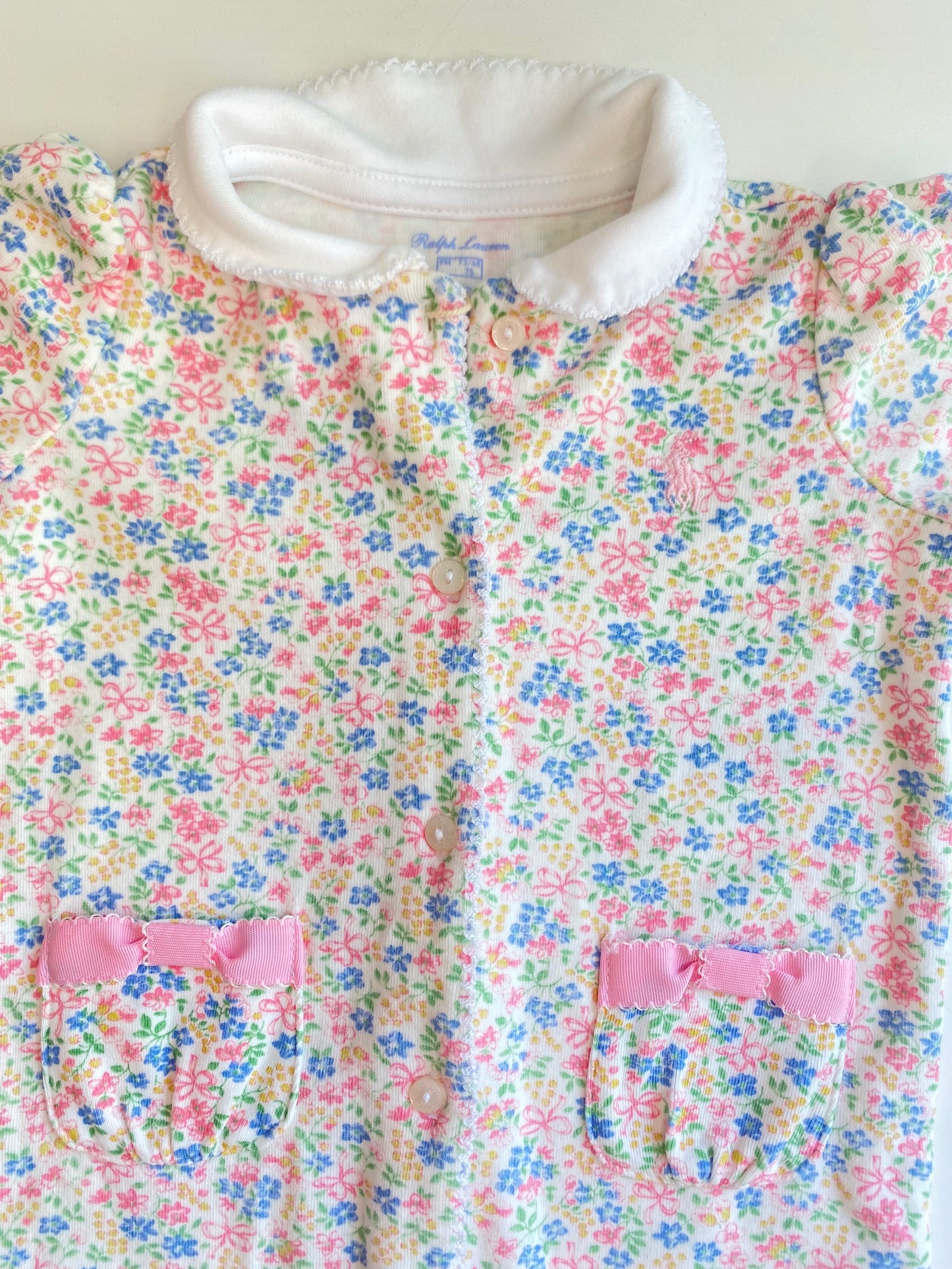 RALPH LAUREN Cotton Pyjama buttoned footless / 9M