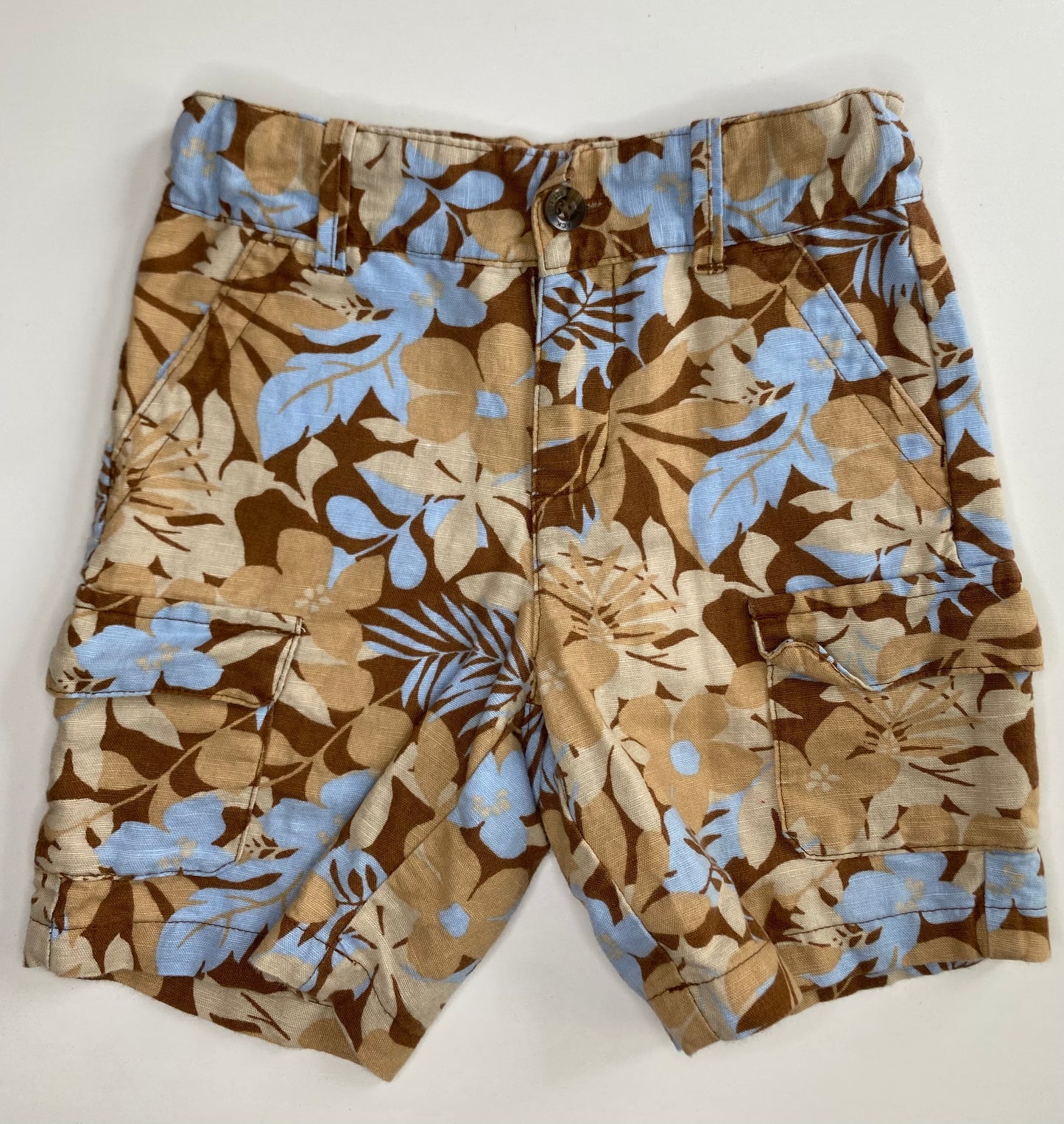 JANIE & JACK brown flower linen shorts/ 4Y