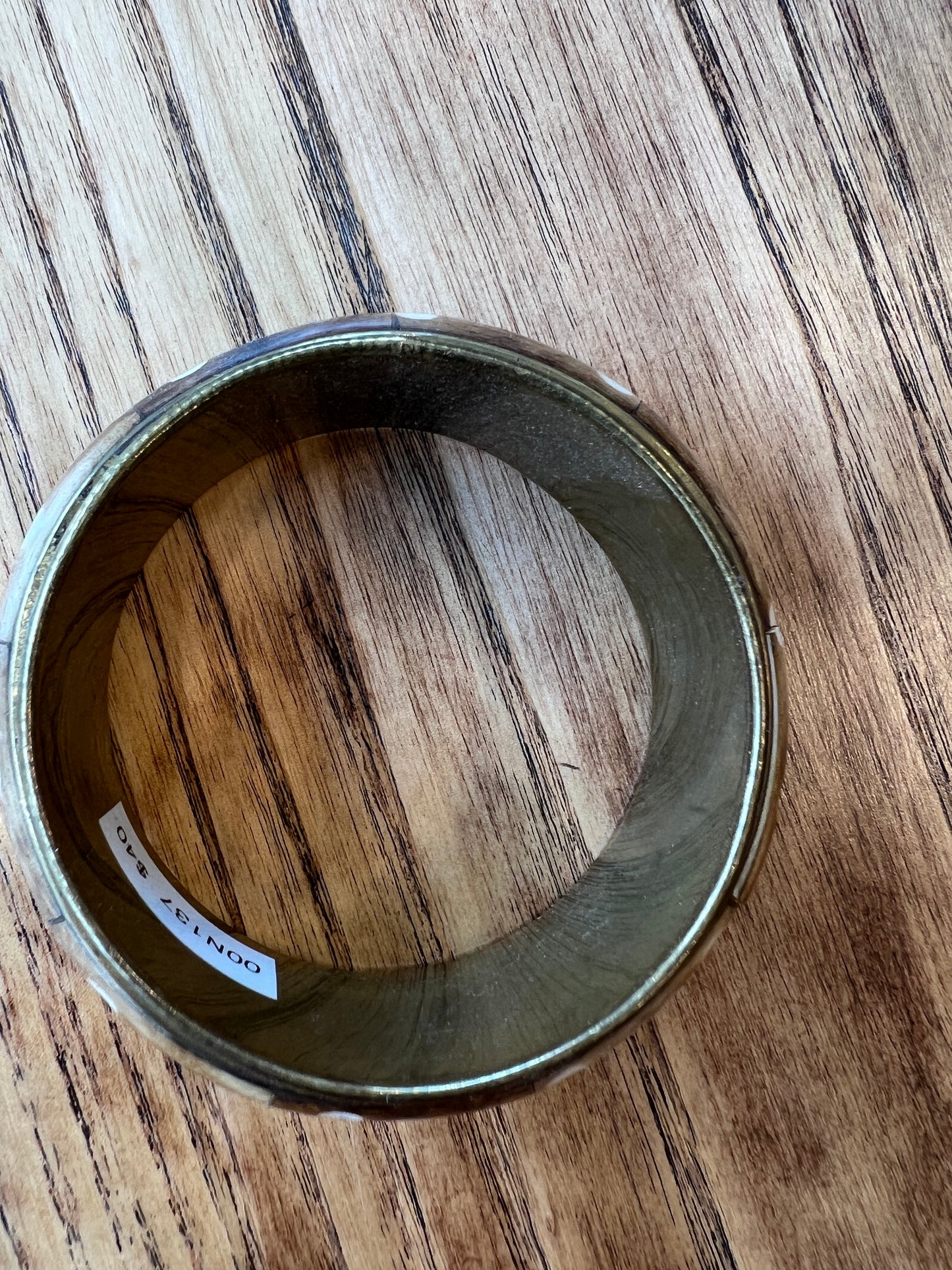Brass and white vintage bangle