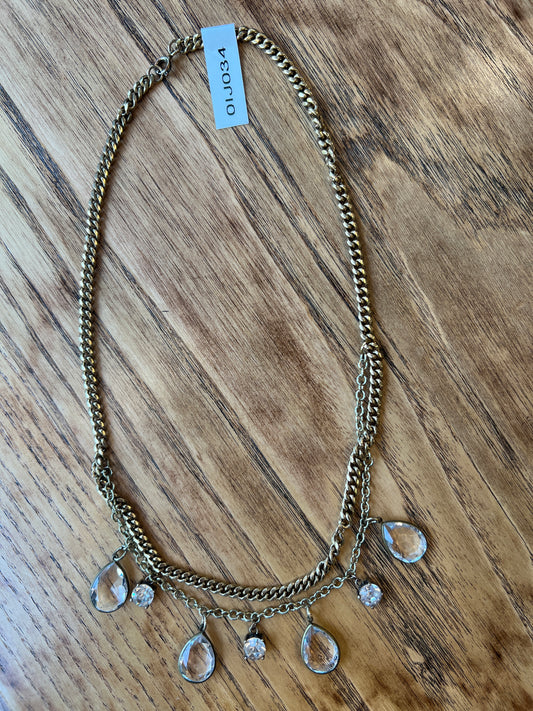 Gold necklace with glass pendants