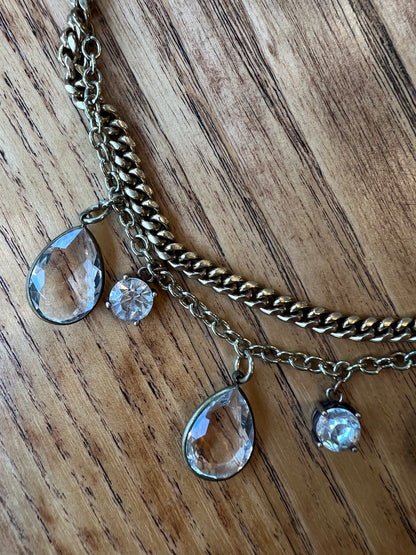 Gold necklace with glass pendants