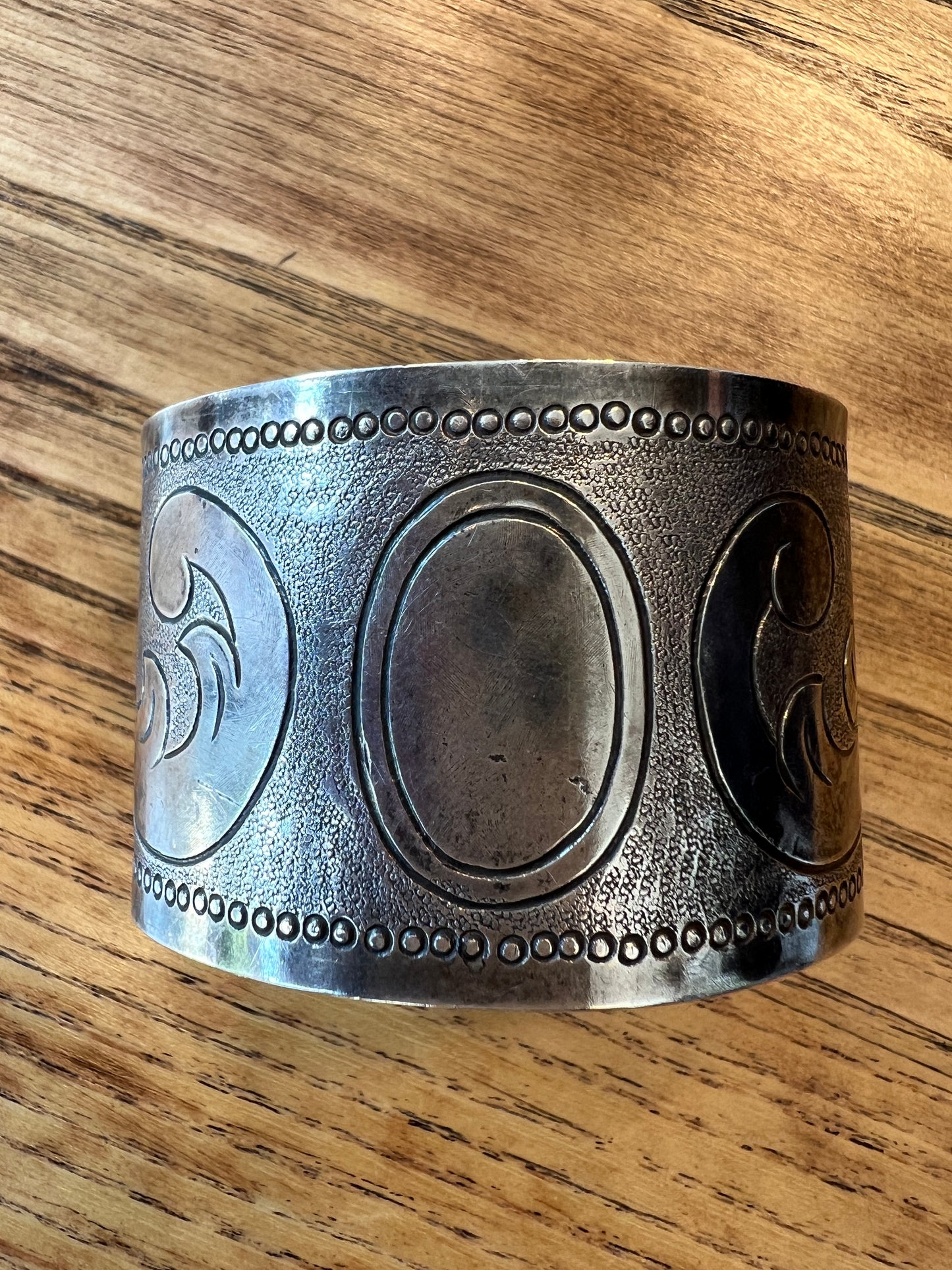 Silver engraved cuff