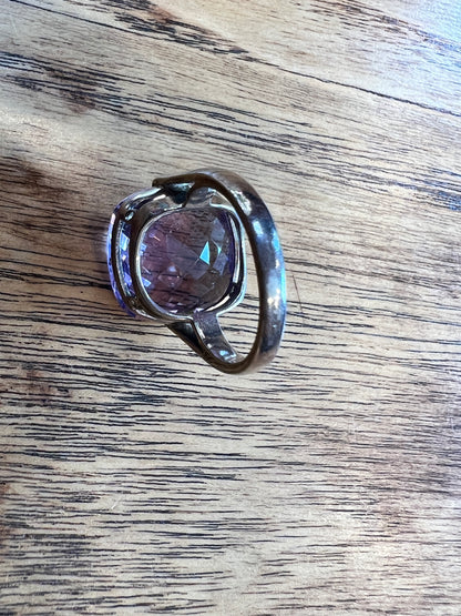 Silver Amethyst facetted cocktail ring