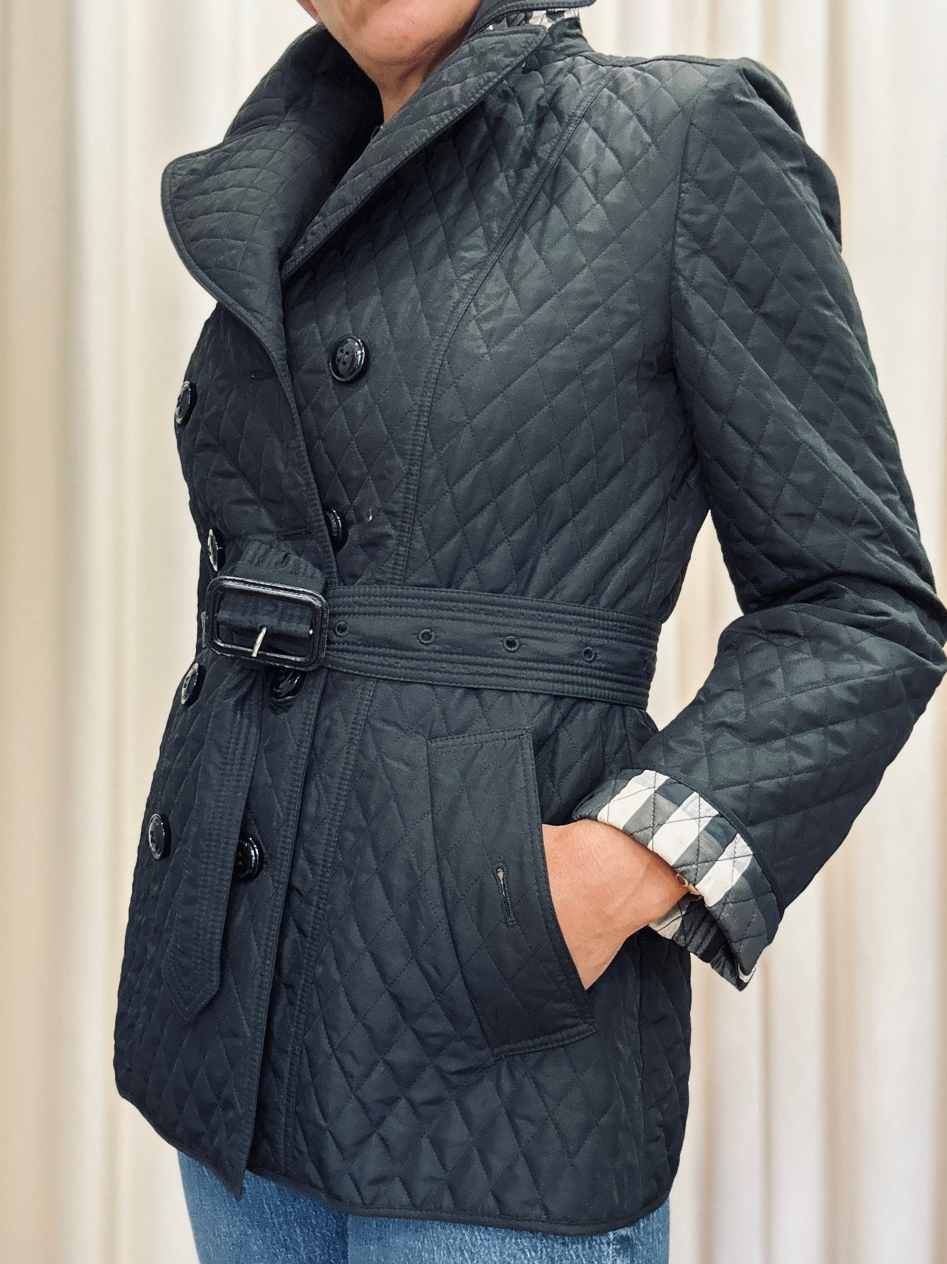 Womens black 2025 burberry quilted jacket