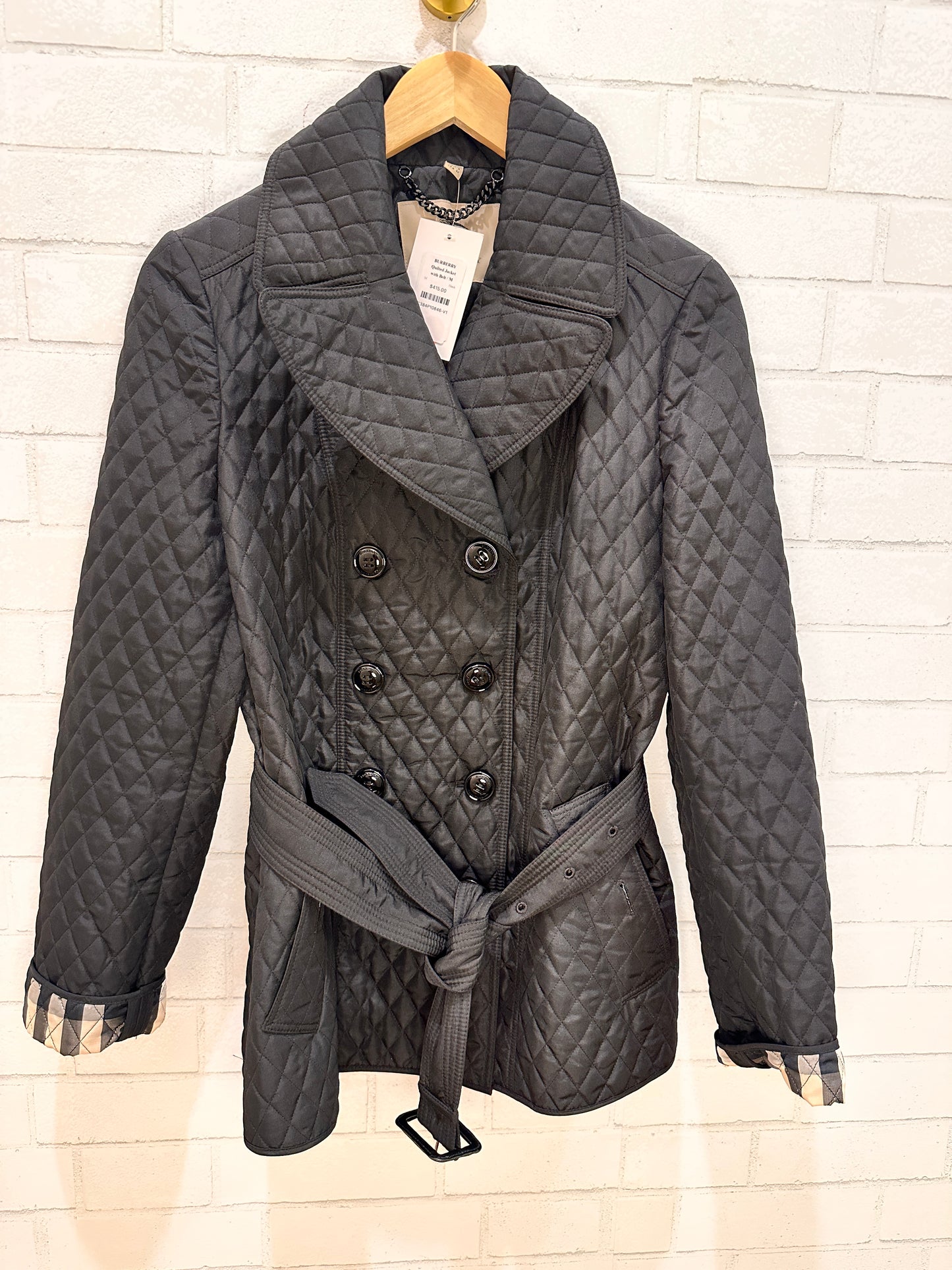 BURBERRY Quilted Jacket with Belt M Second Edition NY