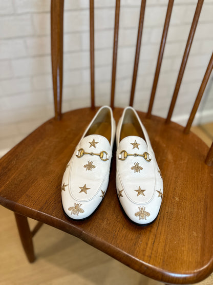 GUCCI gold bees and stars loafers / US8.5-EU39