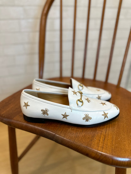 GUCCI gold bees and stars loafers / US8.5-EU39