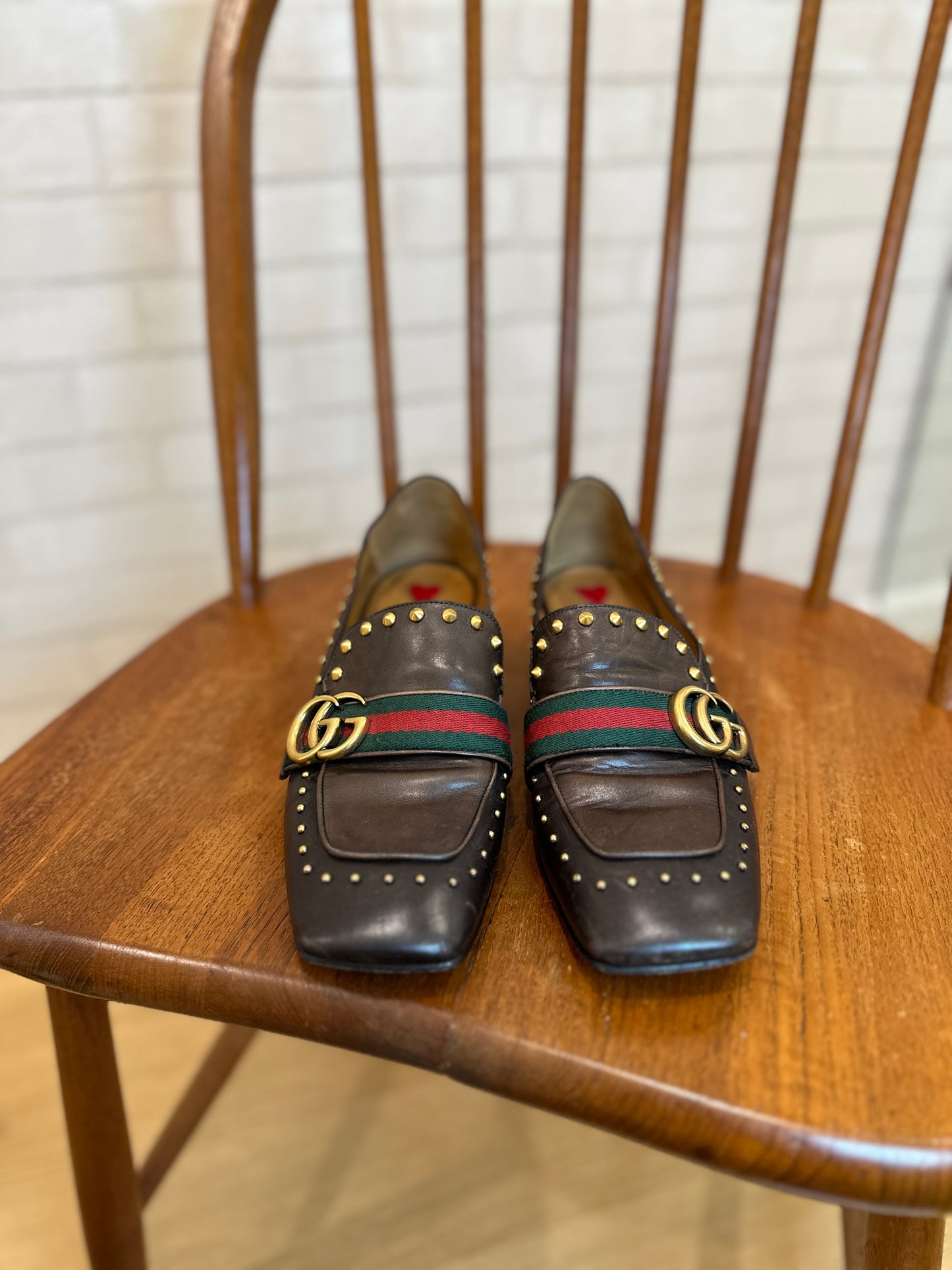 GUCCI GG studs loafers / US8.5-EU39