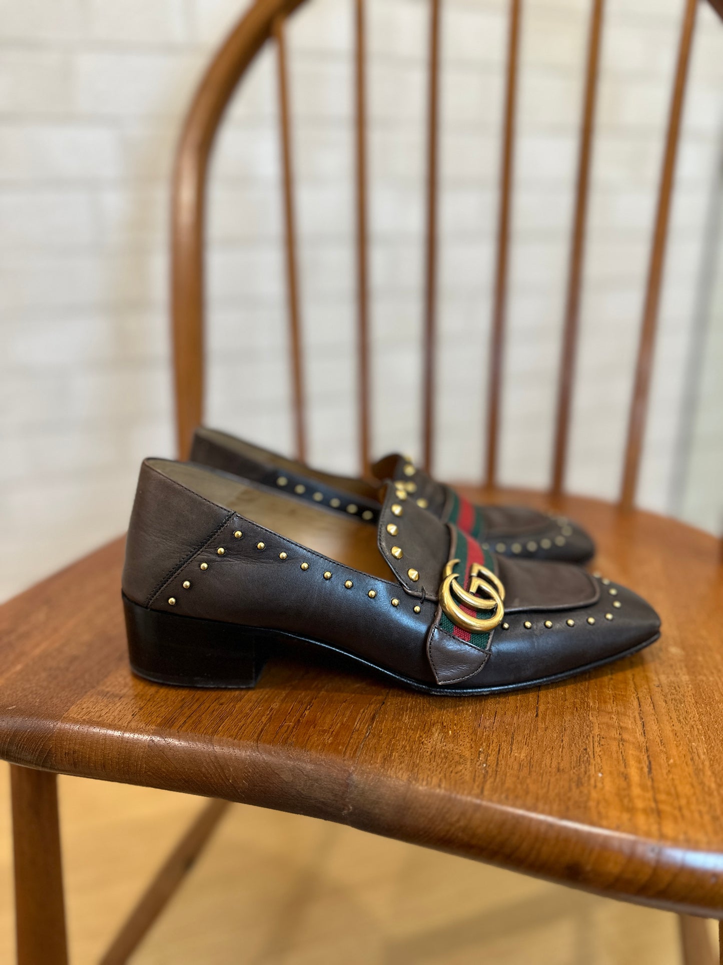 GUCCI GG studs loafers / US8.5-EU39