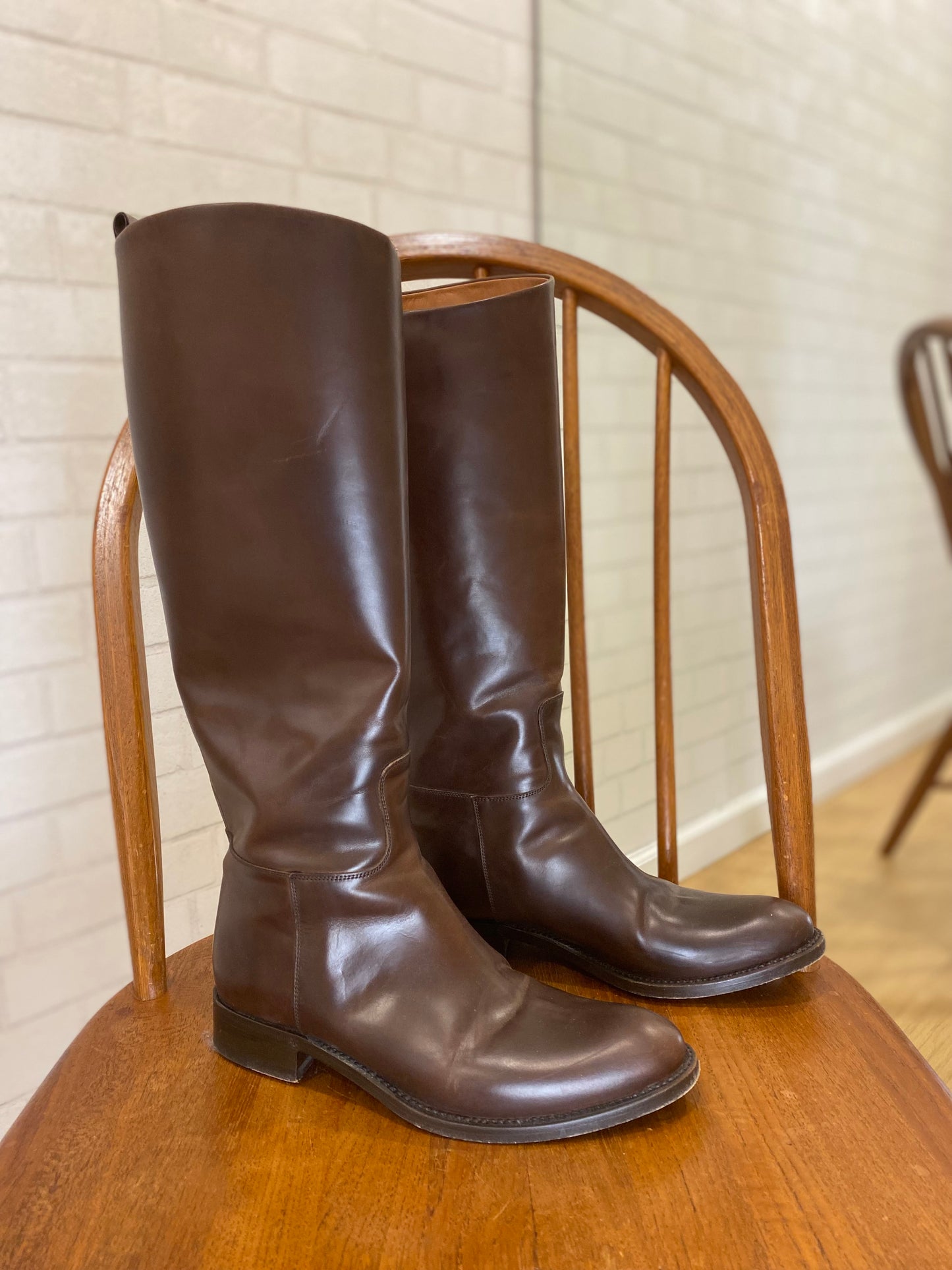 SARTORE Flat tall leather Boots / US7.5-EU38.5