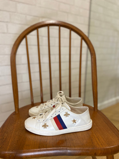 GUCCI Ace gold bees and stars sneakers/ 37-6.5