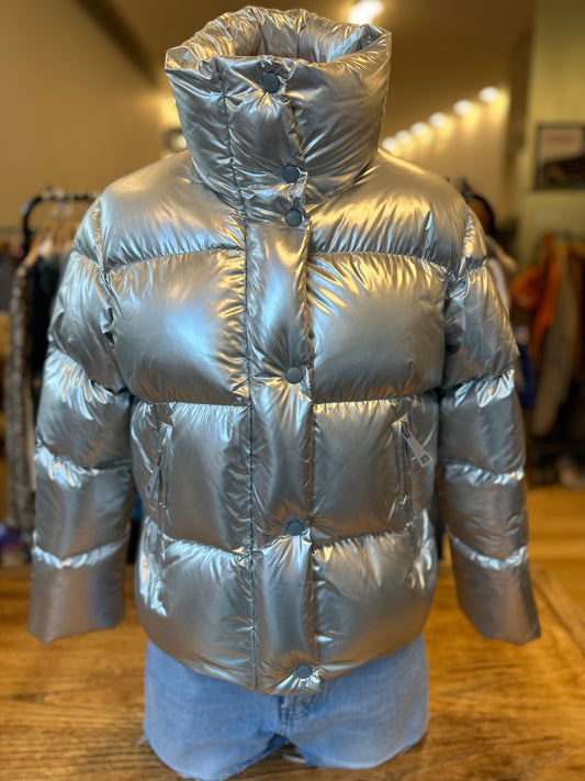 SAM Silver cropped Puffer Jacket / S