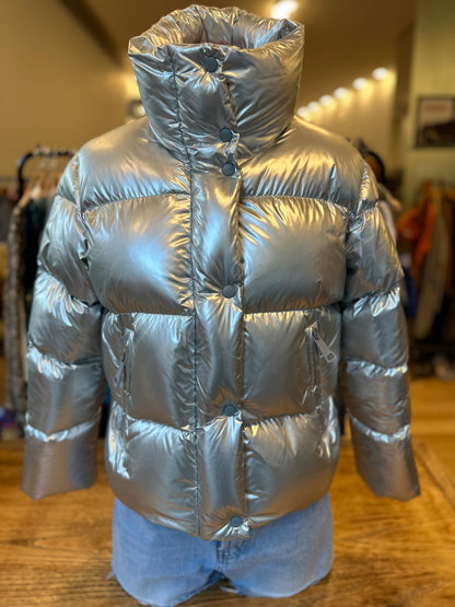 SAM Silver cropped Puffer Jacket / S