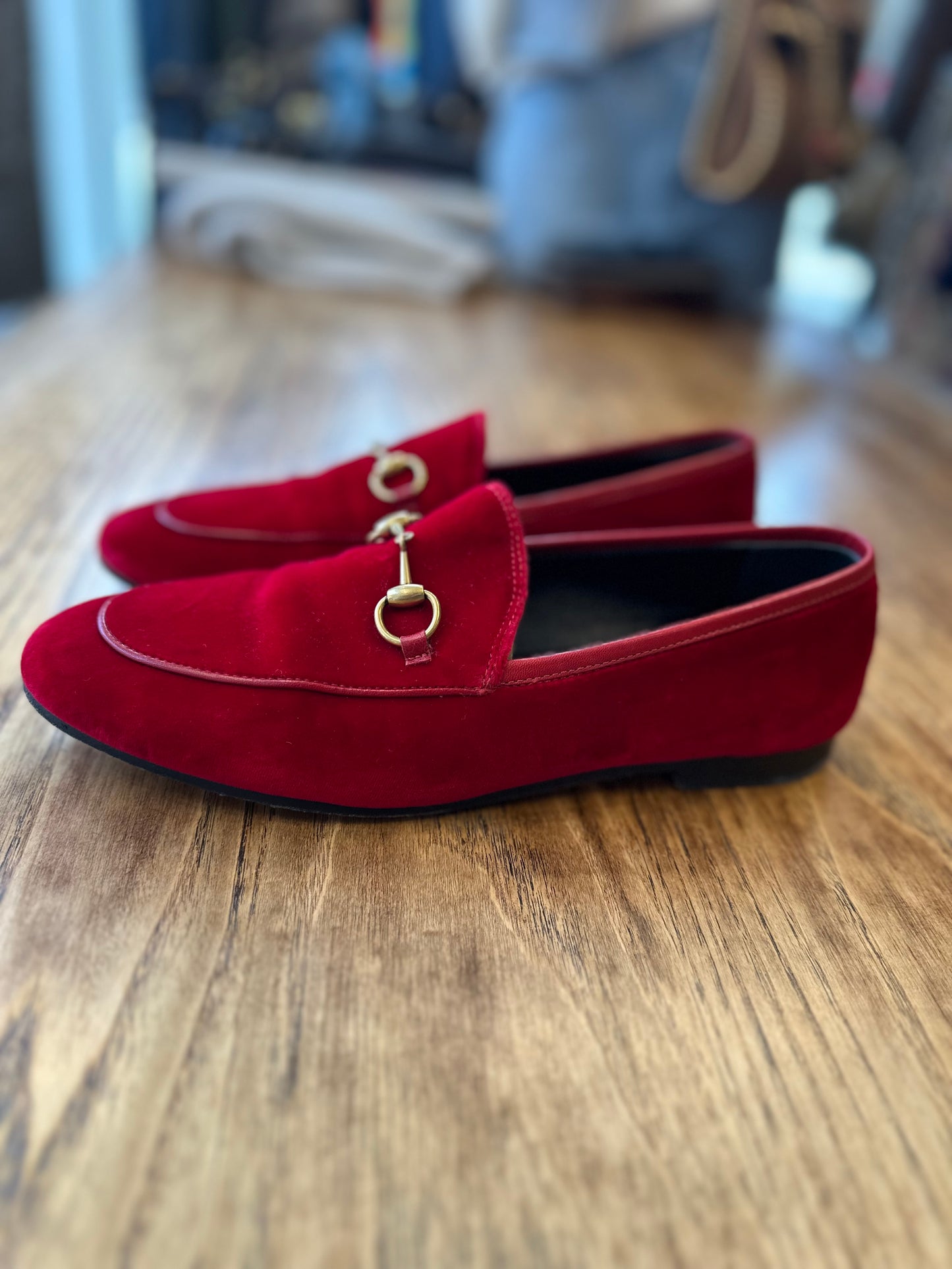 GUCCI velvet horsebit loafers / US8-EU38.5