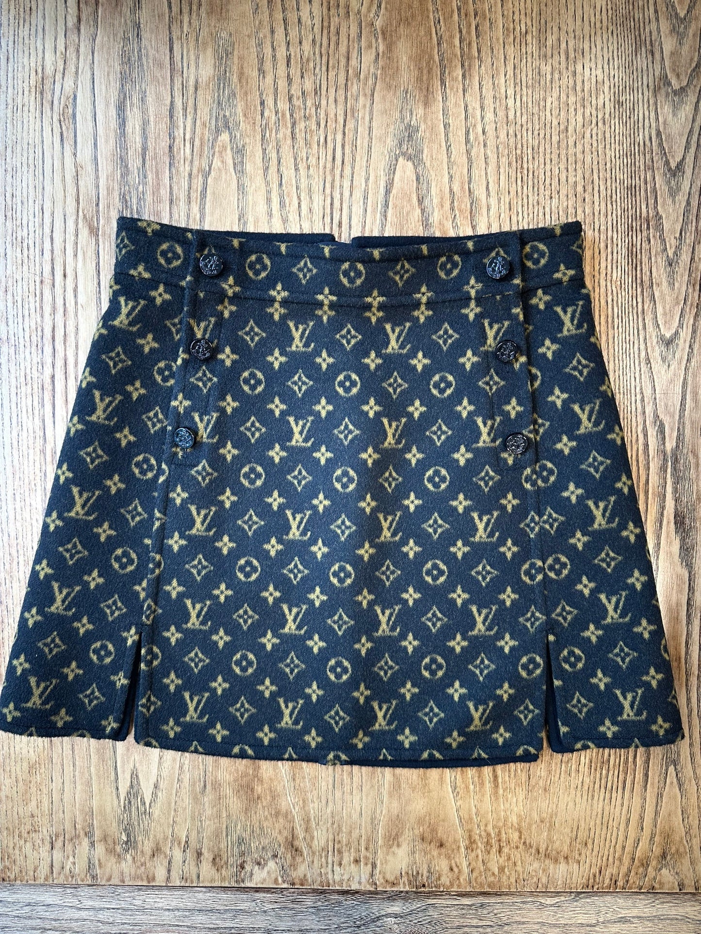 LOUIS VUITTON Logo Wool Mini Skirt / S-EU36