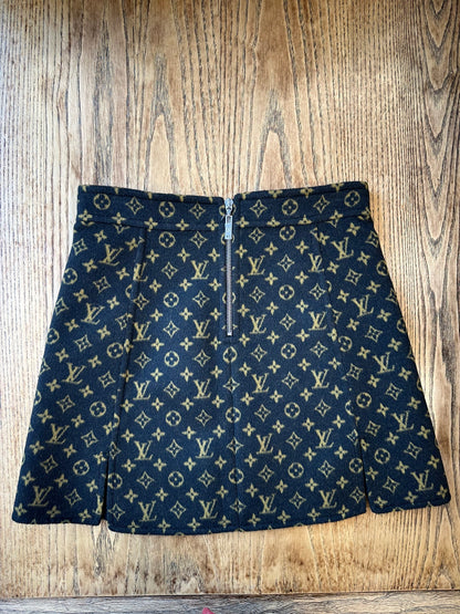 LOUIS VUITTON Logo Wool Mini Skirt / S-EU36