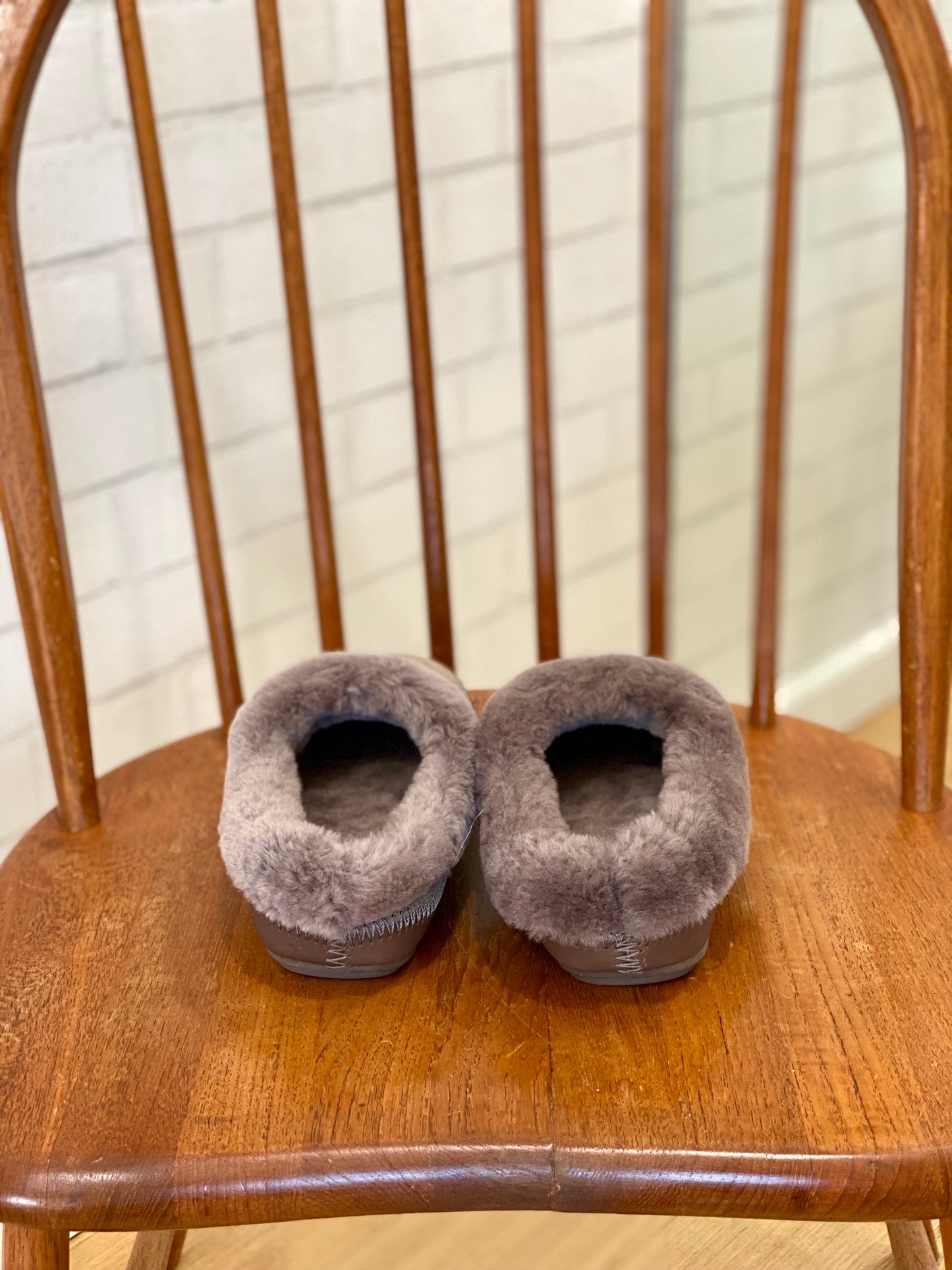 TORY BURCH suede fur slippers/ 7-37