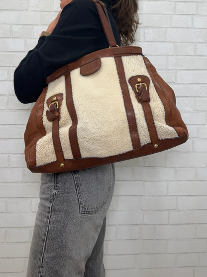 MIU MIU Shearling and Leather Tote bag