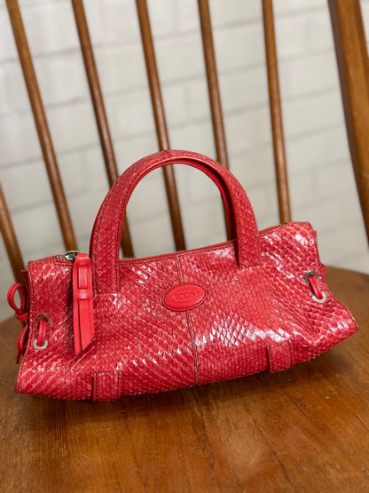 TODS Snakeskin small 2 handles