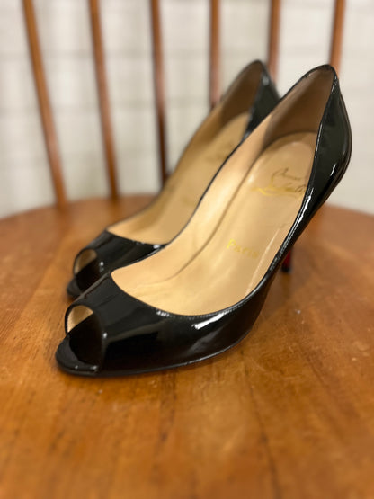 CHRISTIAN LOUBOUTIN Patent Peep Toe Pumps / US6-EU36.5