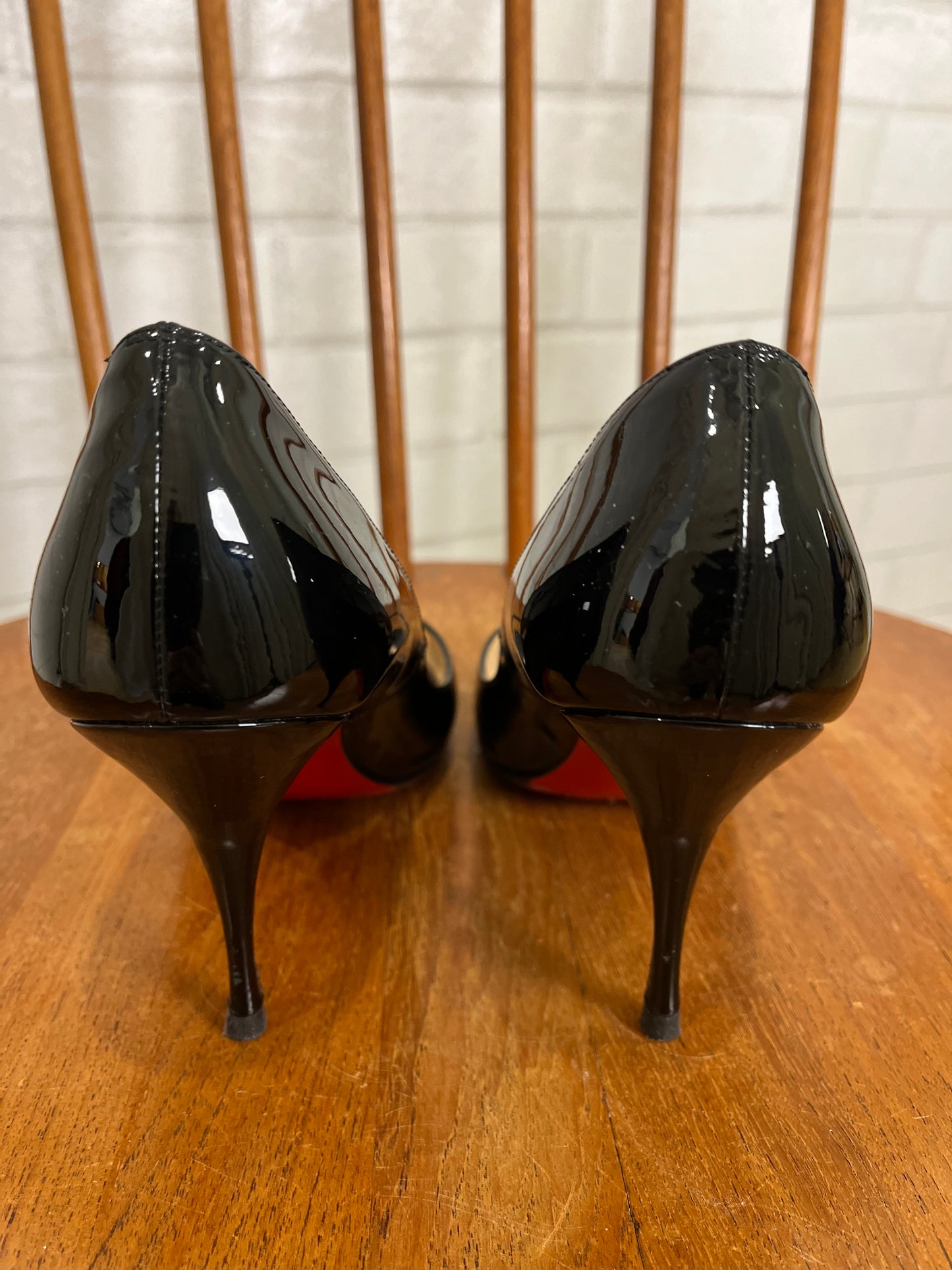 CHRISTIAN LOUBOUTIN Patent Peep Toe Pumps / US6-EU36.5