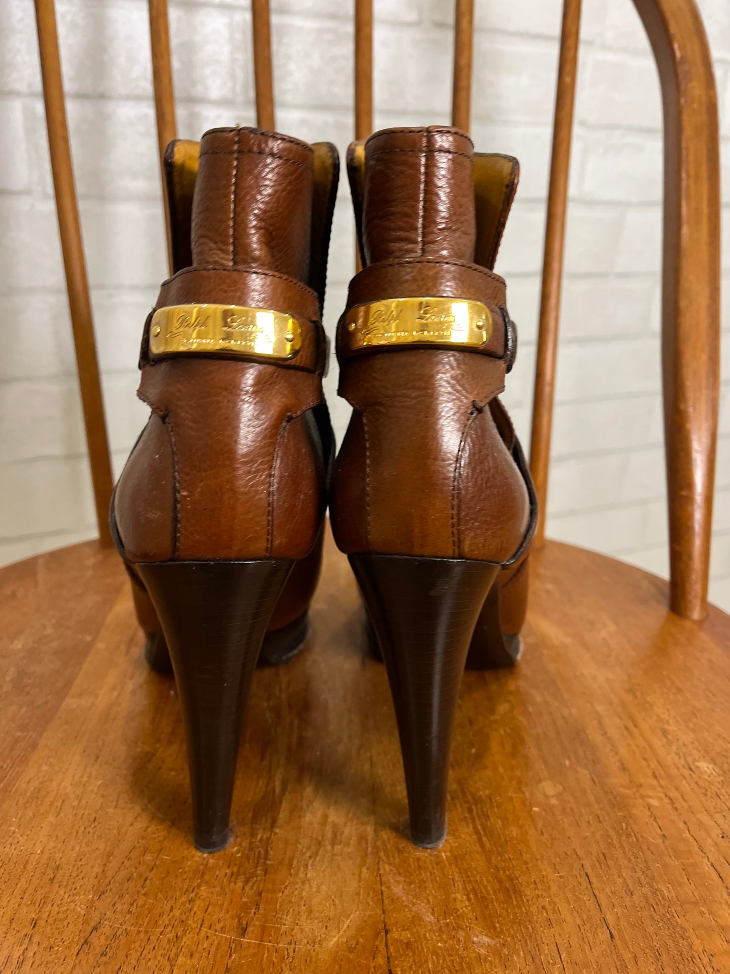 RALPH LAUREN high heel ankle boots/ 38.5-8.5us