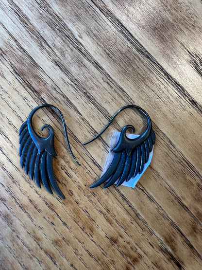 Black wing earrings