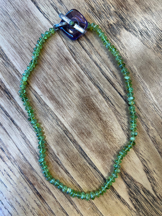 Green & purple stone necklace