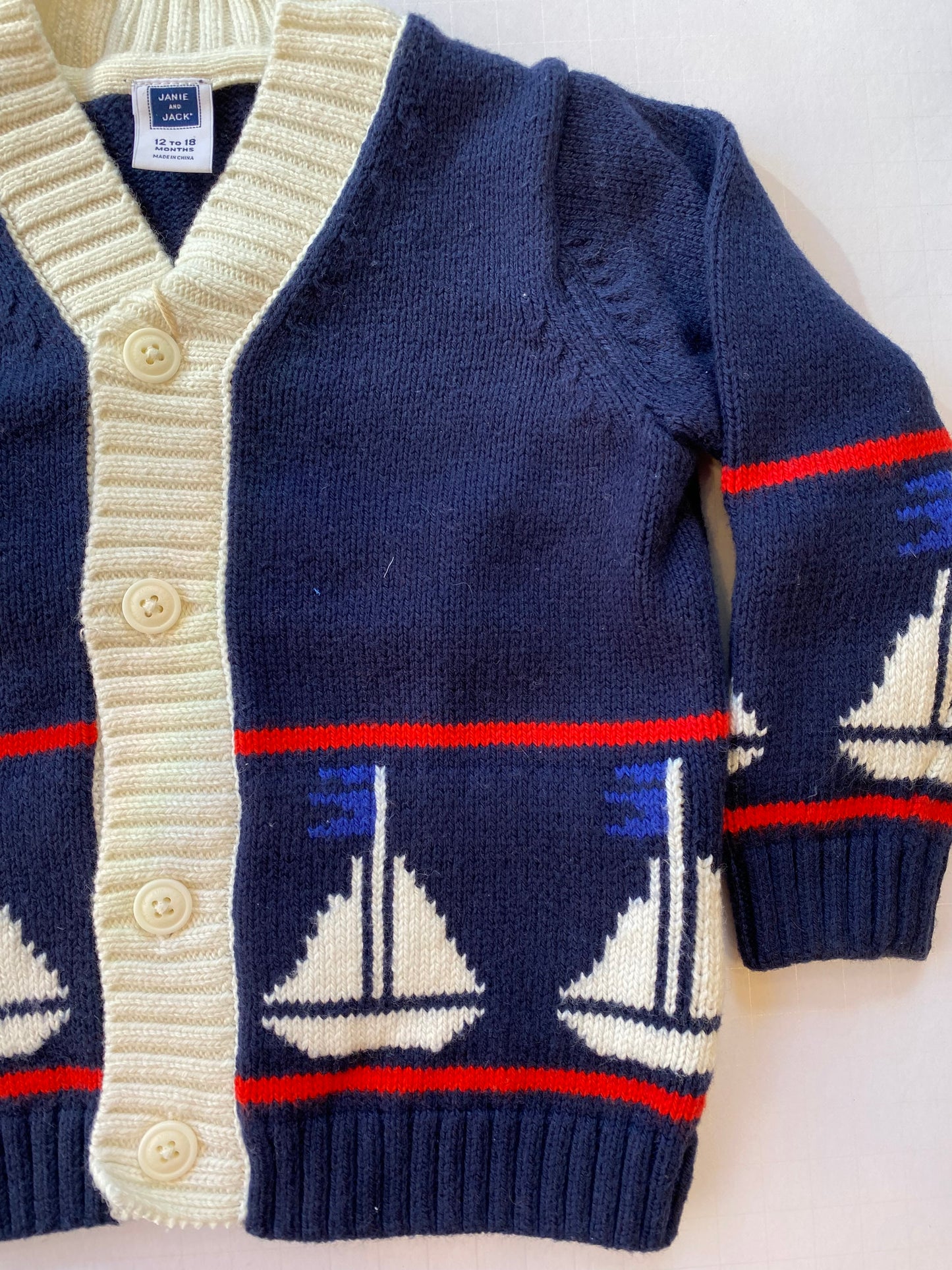 JANIE AND JACK Knit navy blue Buttoned Cardigan LS / 12-18M