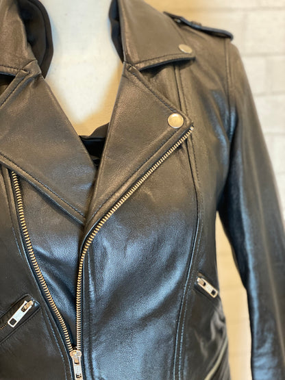 MAJE Leather Biker Jacket / S-EU36