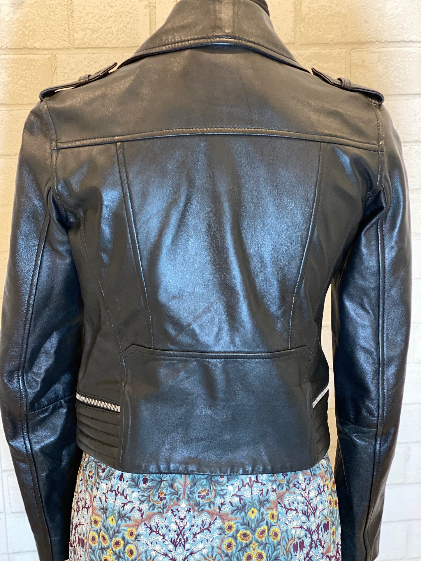 MAJE Leather Biker Jacket / S-EU36