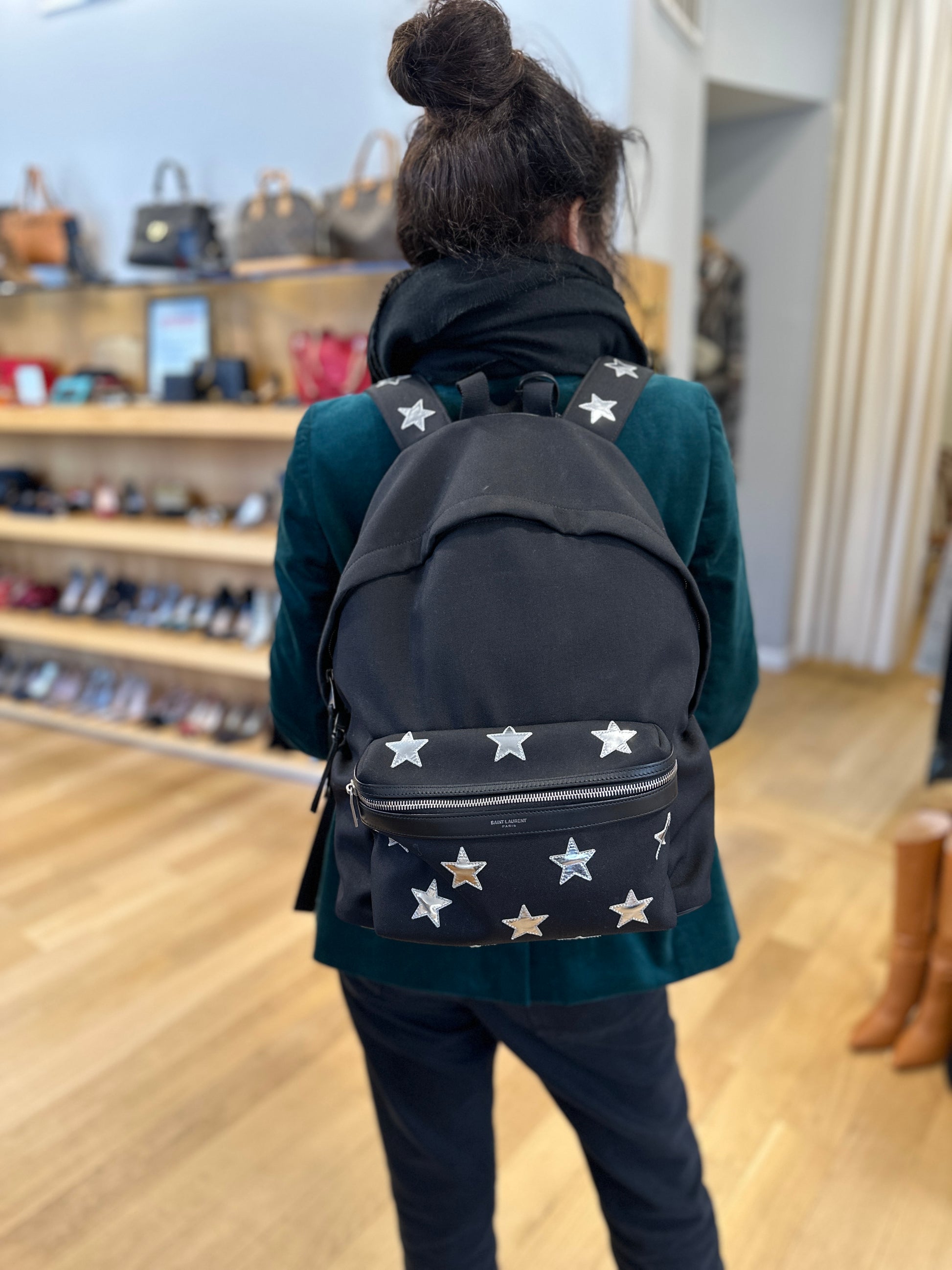 Saint laurent city canvas backpack on sale