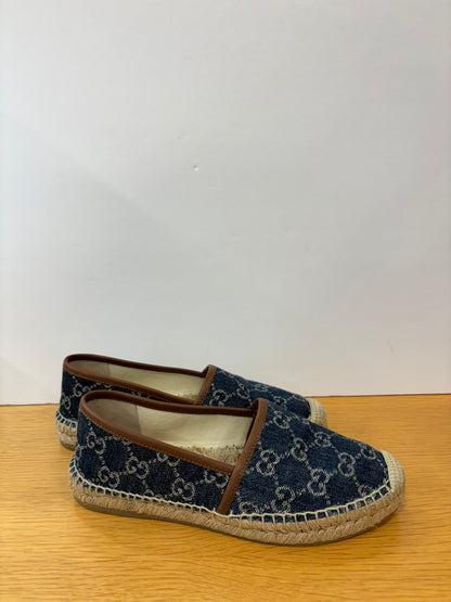 GUCCI Denim Logo Espadrilles / US7-EU37.5